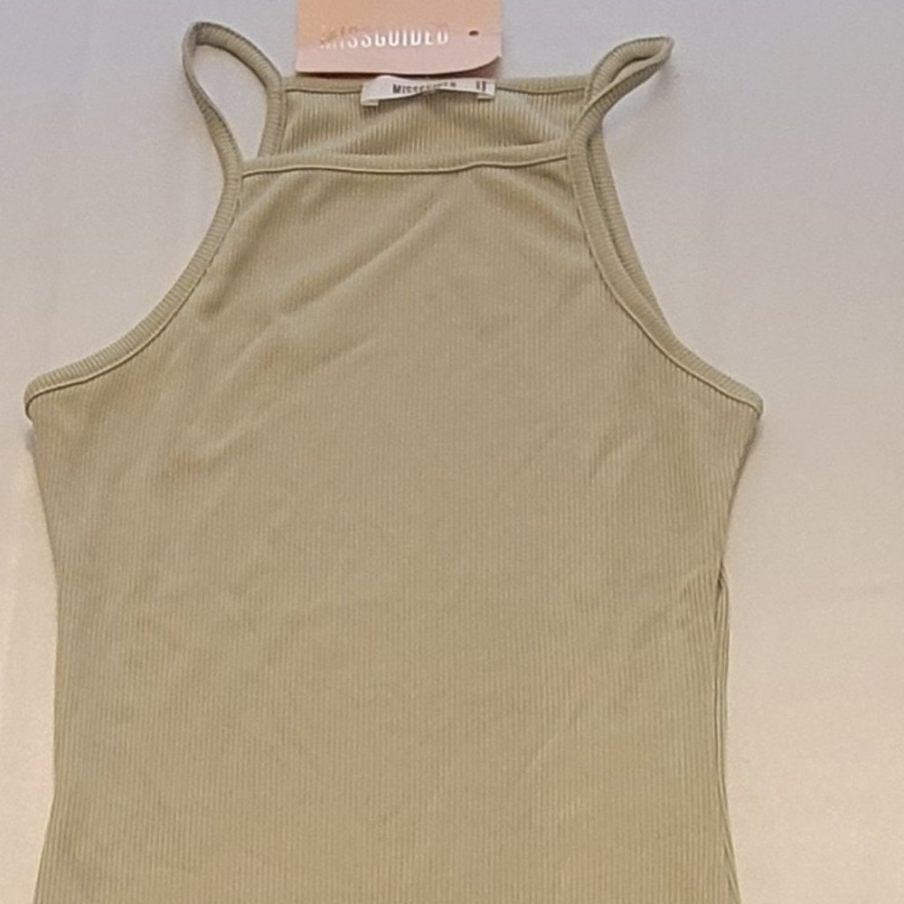 Missguided Rib racer mini dress sage